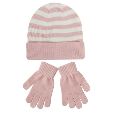 

Miarnea Color Block Warmth for Kids: Striped Knitted Hat & Gloves Set - Lightweight & Perfect for Autumn/Winter Outdoor Adventures