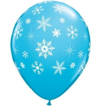 12 Qualatex Blue /w Snowflakes Latex Balloons Frozen Christmas Winter Party