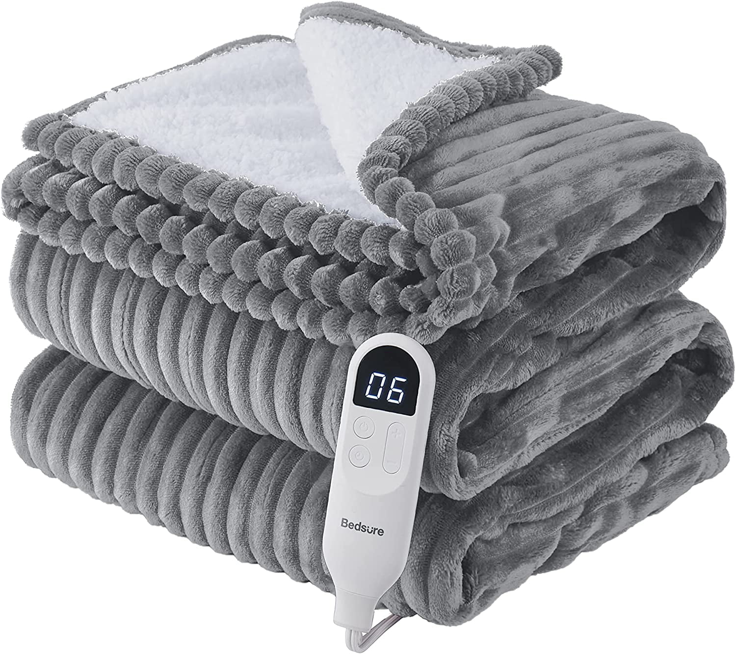 Electric Blanket Full Size - Heated Blanket Full Soft Ribbed Fleece 72x84  Fast Heating Blanket with 6 Heating Levels u0026 10 Time Settings, 8 Hours  Auto-Off, Dark Grey - Walmart.com