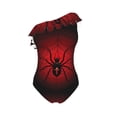 thumbnail image 4 of Yiaed Spider on the Web Print Women One Piece Swimsuits Tummy Control One Shoulder Bathing Suits Pattern Ruffle Swimwear-Medium, 4 of 8