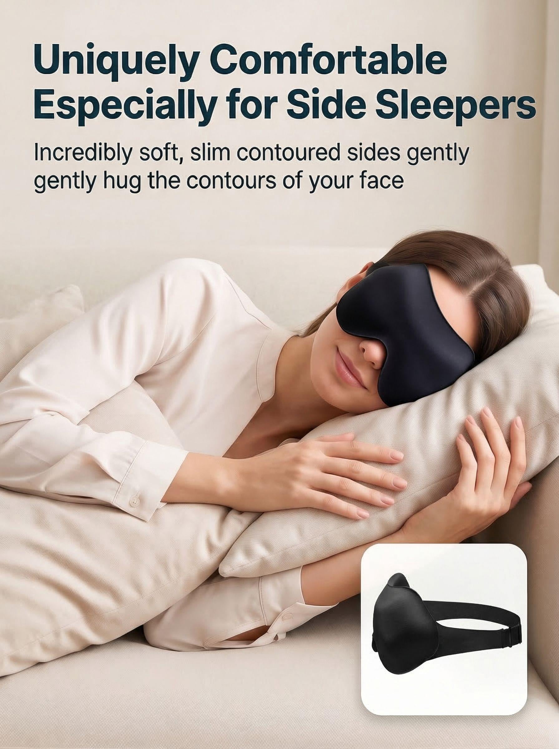 Weighted Sleep Mask, Soft Blackout Eye Cover for Sleeping, 3D Contoured Eye Cups, Zero Pressure Comfort, Full Coverage Strap for Long Flights, Hotel Sleep, Night Shift Recovery, for Women and Men