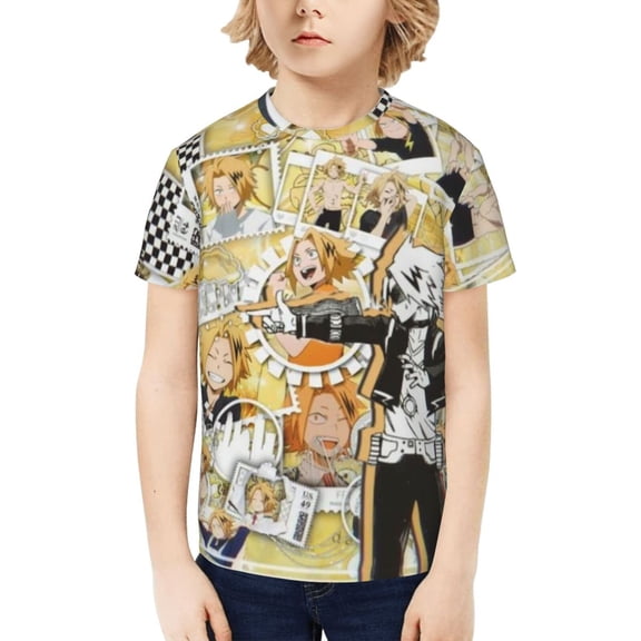 My Hero Academia Denki Kaminari Kids T-Shirt 3d Printed Graphic T-Shirts Boys And Girls Short Sleeve Shirts For Youth Kids X-Small