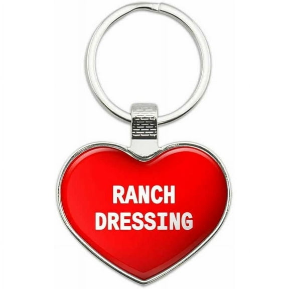 Ranch Dressing - I Love Places Things Metal Heart Keychain Key Chain Ring, Red