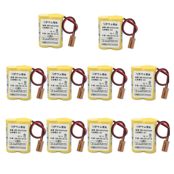 PROTOW 10x BR-AGCF2W 6V PLC Battery For CNC Fanuc Controls A98L-0031-0011 w/ Brown Plug