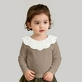 thumbnail image 4 of GUNIA Girls Long Sleeve Shirts Casual Cute Graphic Crewneck Ribbed Knit Kids Spring Fall Tops Toddler Tees Khaki 18-24 Months, 4 of 9