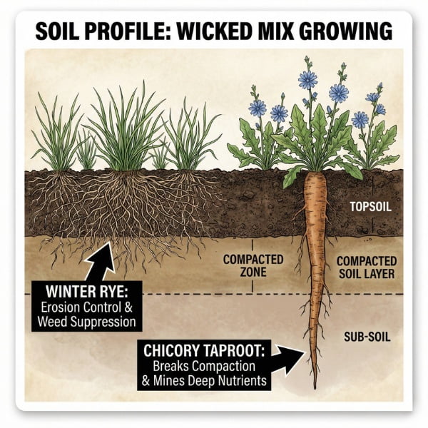 Old Cobblers Farm™ Winter Rye + Chicory Seed Mix (5 lbs | 10 lbs | 15 lbs | 20 lbs) (5lbs)