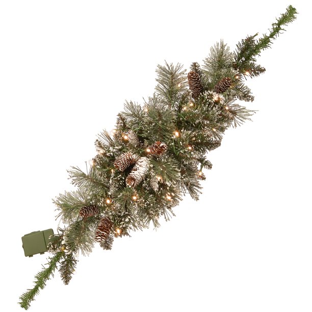 36" Glittery Bristle Pine Battery Operated Artificial Christmas Mailbox