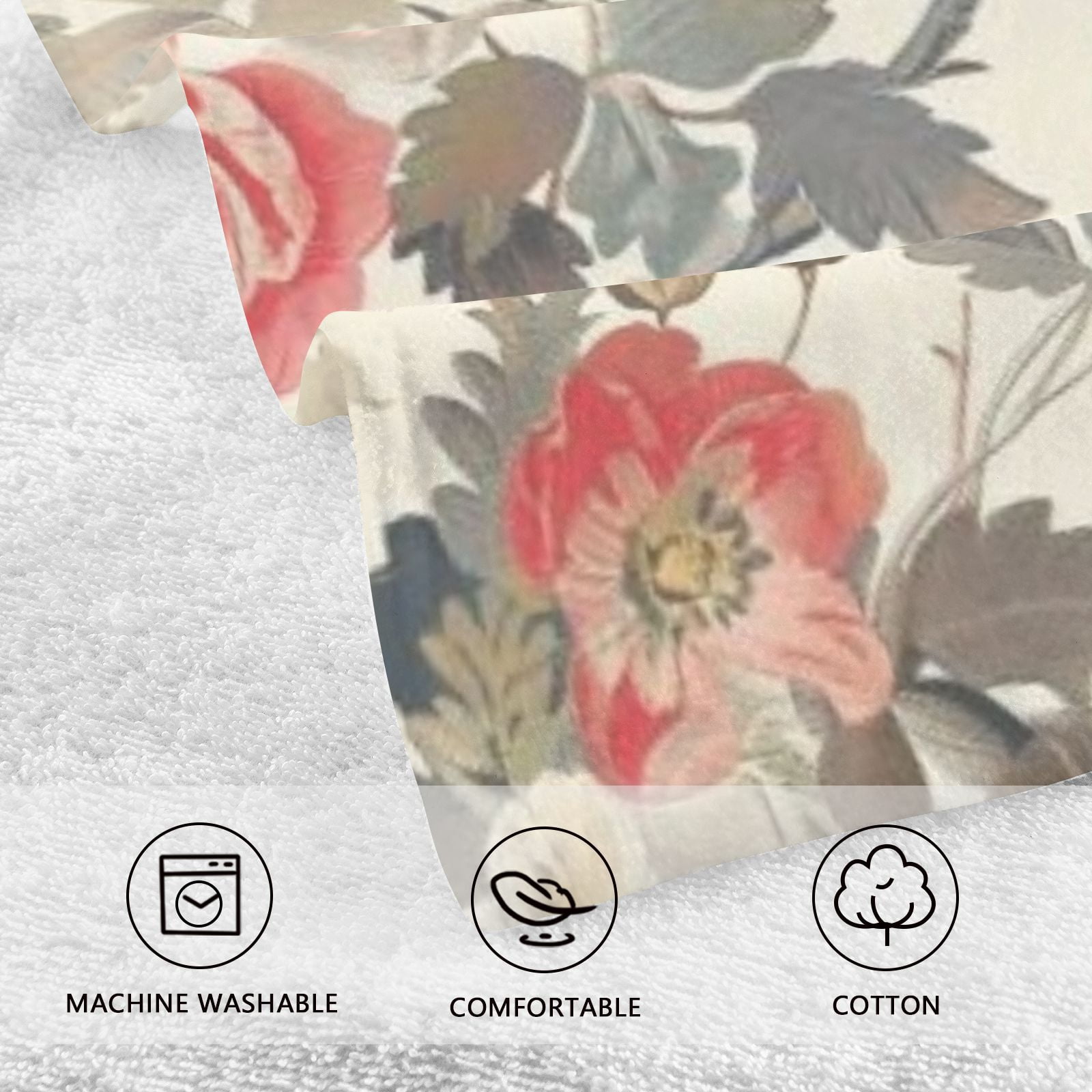Boho Flowers Hand Towels Cotton Bath Towels Large Face Towels Absorbent for Bathroom 2 Packs