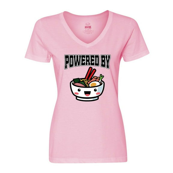 Inktastic Powered by Ramen Cute Noodles Women's V-Neck T-Shirt