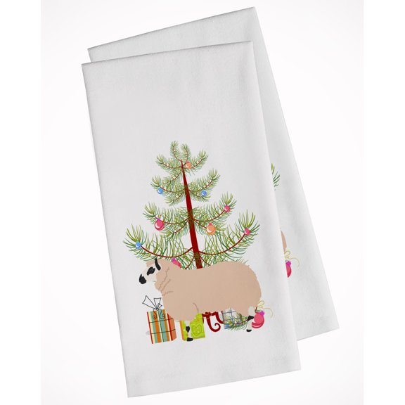 Carolines Treasures BB9346WTKT Kerry Hill Sheep Christmas White Kitchen Towel Set of 2 Dish Towels Teal 19 X 25"