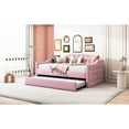 thumbnail image 6 of Twin Size Daybed With Trundle, Elegant Pink Velvet, Charging, Comfortable Lounge Velvet Pink, High Weight Capacity, 6 of 7