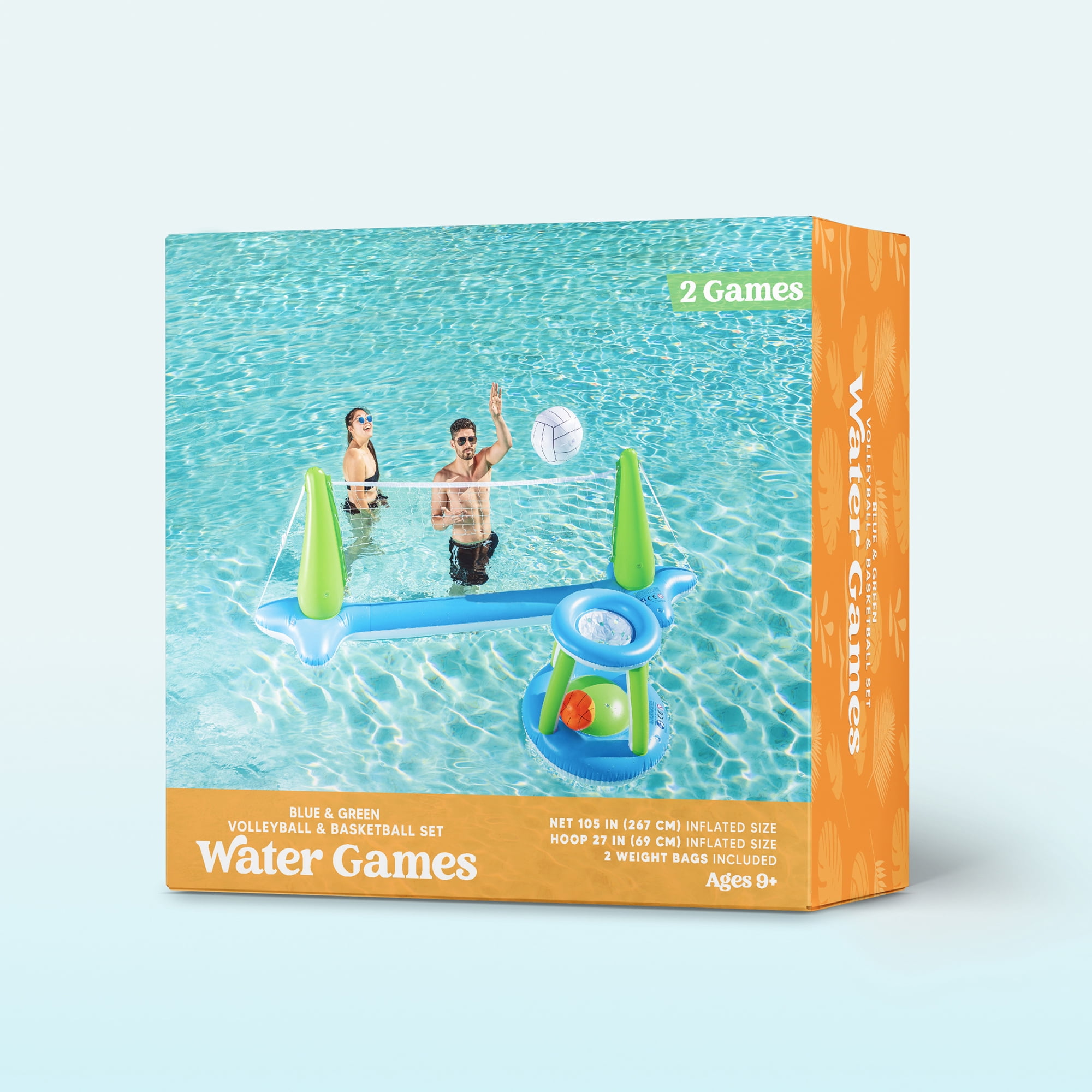 Joyfy Pool Toys with Pool Volleyball & Pool Basketball Hoop, Summer Pool Game for Kids and Pool Floats for Adults
