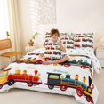 thumbnail image 4 of Manfei Classic Train 7-Piece Twin Bedding,Cartoon Toy Print Bedding Comforter Set,White,Polkadot Reversible, 4 of 7