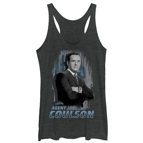 Women's Marvel Captain Marvel Agent Coulson  Racerback Tank Top Black Heather Medium