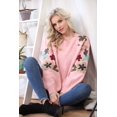 thumbnail image 2 of Simply Couture Women's Plus Size Solid Blooming Floral Embroidered Blouson Sleeve Knitted Sweater Top, 2 of 4