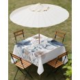 thumbnail image 3 of Outdoor Tablecloth with Umbrella Hole, Navy Blue Floral Spillproof Waterproof Outdoor Table Cover, Watercolor Flowers Farmhouse Patio Tablecloths for Party/Garden/Picnic, Square 54"x54", 3 of 9