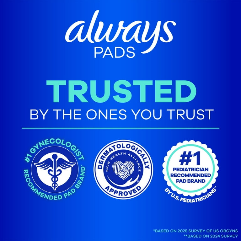 Always Maxi Pads with Wings, Size 5, Extra Heavy Overnight Absorbency, 27 CT