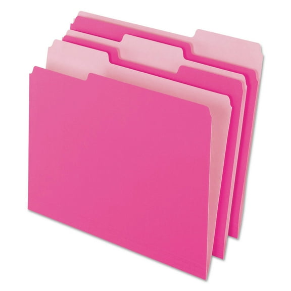Interior File Folders, 1/3-Cut Tabs, Letter Size, Pink, 100/box | Bundle of 5 Boxes