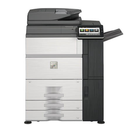 Pre-Owned Used Sharp MX-7580N Color Laser Light Production Multifunctional Printer - 75ppm, Copy, Print, Scan, Auto Duplex, Network, 2400 DPI, up to 13x19 Media, 2 Trays, High Capacity Tandem Tray