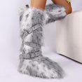 thumbnail image 3 of SACFOF Women Knee High Furry Faux Fur Boots Fuzzy Fluffy Round Toe Anti Slip Suede Winter Warm Snow Long Boots, 3 of 5