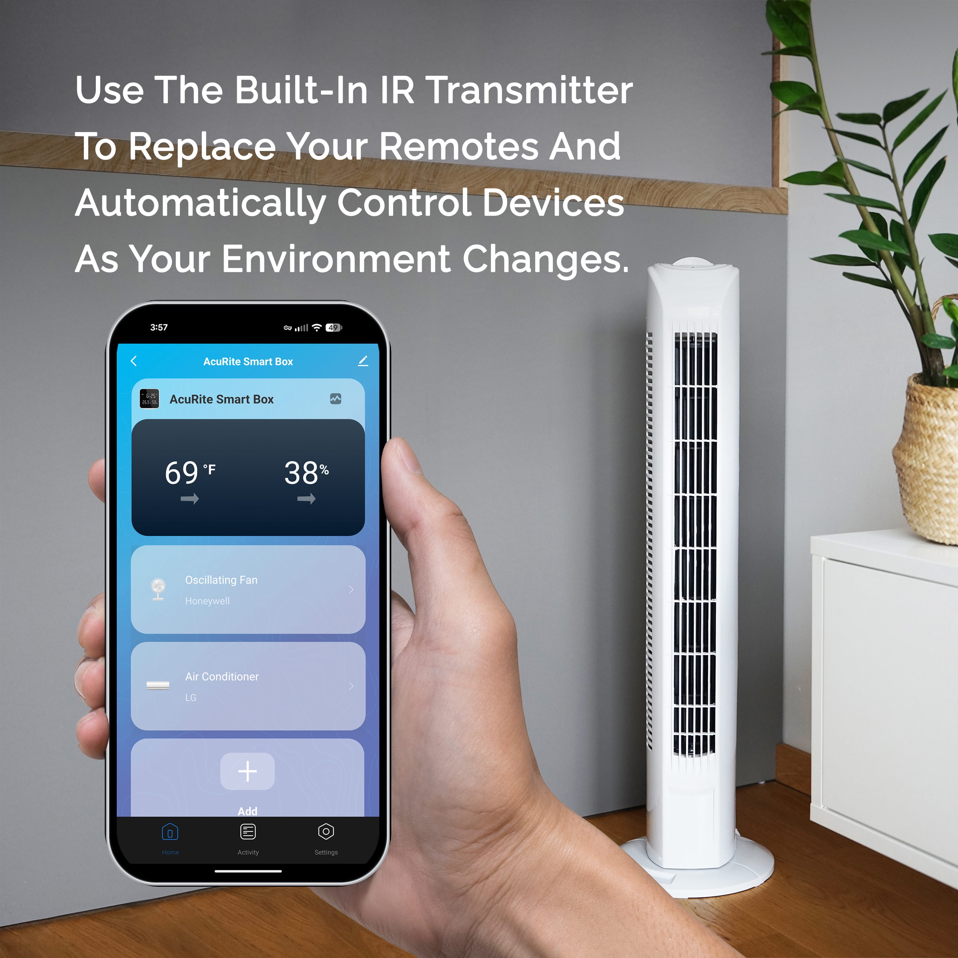 AcuRite Smart WiFi Indoor Thermometer & Hygrometer with App for Infrared Control & Remote Monitoring