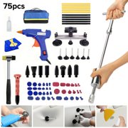 PEPWELL 75PCS Paintless Dent Repair Kit - Bridge Puller & 110V/220V Glue Gun, Adjustable Width, Paint-Safe for Car/Motorcycle/Refrigerator, DIY Dent Removal Tool Set