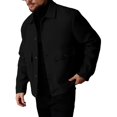 thumbnail image 5 of LODIENY Men Tweed Jacket Fleece Shacket Button Down Collared Jackets Warm Winter Coat Long Sleeve Fall Outerwear with Flap Pockets for Casual Daily Black L, 5 of 6