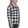 thumbnail image 3 of Daiia Black White Plaid for Boys Fashion Hoodies & Sweatshirts with Kangaroo Pocket,Hooded Sweatshirt for Kid, Breathable& Moisture Wicking-X-Large, 3 of 6