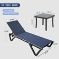 thumbnail image 2 of Domi Outdoor Living Aluminum Chaise Lounge Chairs Set of 3,Adjustable Poolside Recliners with Wheels & Side Table, Durable Textilene & All-Weather Design for Canadian Patio, Deck, Backyard,Navy Blue, 2 of 7