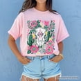 thumbnail image 6 of Western Floral Cow Skull T-Shirt, Boho Cowgirl Wildflower Cactus Tee, 6 of 8