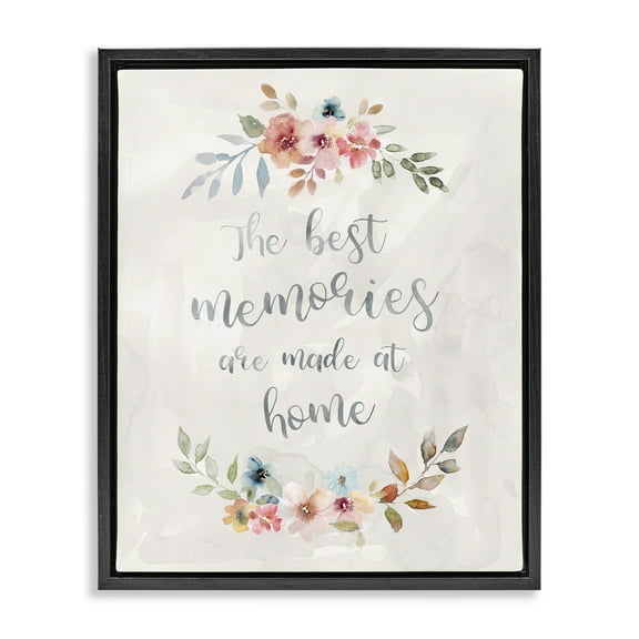 Stupell Industries Best Memories at Home Plants & Flowers Painting Black Floater Framed Canvas Art Print Wall Art, 17 x 21