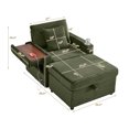 thumbnail image 5 of Oversized Chaise Lounge Chair Indoor with USB and Cup Holder, 56.5" Sleeper Sofa Bed with Table Board and Storage Ottoman, Corduroy Upholstered Reading Chair for Bedroom, Green, 5 of 8