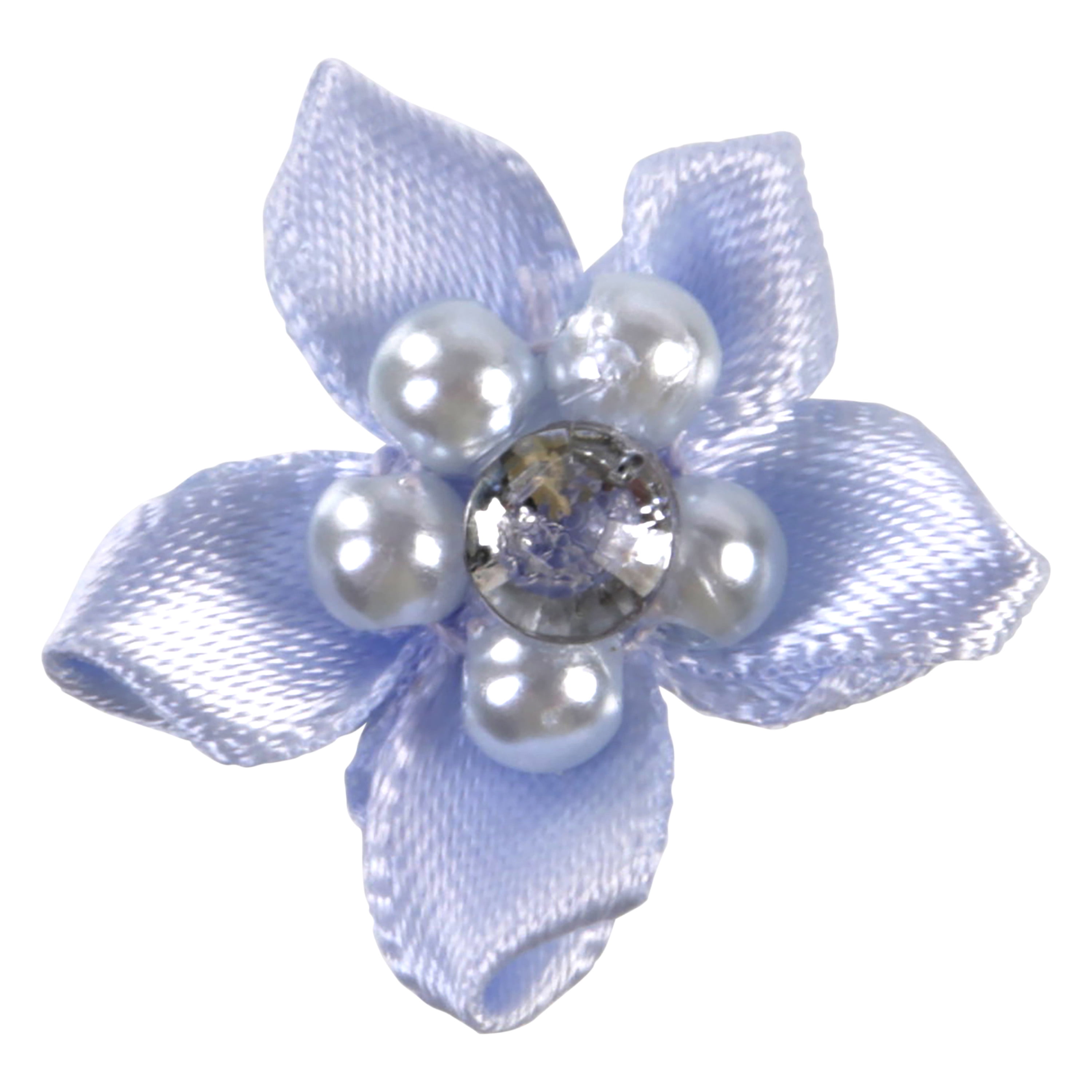 Offray Accessories, Blue Gray 3/4 inch Value Pack 5 Petal Gem Flower Accessory for Wedding, Hair Clips, and Scrapbooking, 10 count, 1 Package