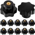 thumbnail image 1 of Perillas de estrella M6, perilla de apriete de rosca moleteada con tornillo hembra M6, para equipos mecánicos de máquina herramienta, plástico negro, 10 piezas, 1 of 5
