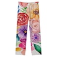 thumbnail image 4 of Floral Watercolor Bouquet Winter Female Pants Flannel High Waist Women Pants Lady Warm Straight Leg Plush Trousers, 4 of 7