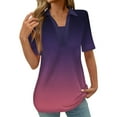 thumbnail image 2 of ALLLIST Cute Summer Tops for Women Short Sleeve Purple V-Neck Gradient Casual Printed T-Shirts Blouses for Women Dressy Casual, 2 of 5