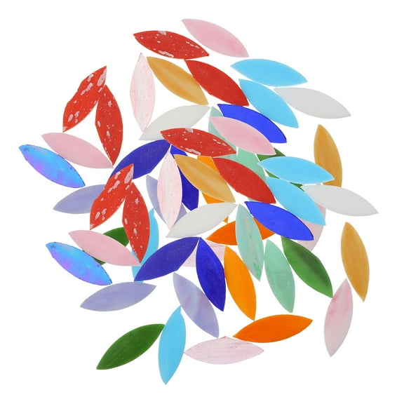 DEMACRIO Glass Pieces 28Pcs for DIY Supplies Assorted Color Leaf Shape for Wall Decoration