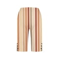 thumbnail image 4 of TEAJOPSUU Bermuda Shorts for Women Knee Length Side Slit Comfy Linen Shorts Casual Summer Boho Print Beach Short with Pockets A-Khaki, 4 of 5