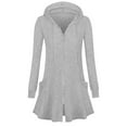 thumbnail image 2 of Kilaqueen Womens Zip Up Long Hoodie Jacket Lightweight Tunic Hooded Sweatshirt Casual Fall Solid Color Open Front Cardigan Coats with Pockets, 2 of 5