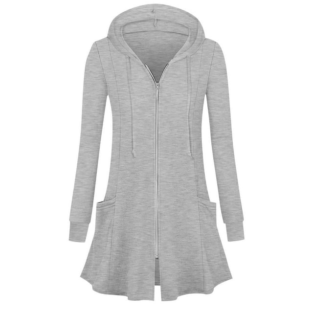 Women's Fleece Hoodie, Long Sleeve Open Front Cardigan, Loose Fit Soft Sweatshirt With Pocket
