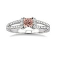 thumbnail image 2 of 1.50 Carat Princess cut Morganite and Diamond Engagement Ring for Women in 14k White Gold morganite and diamond engagement ring, 2 of 3