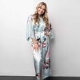 thumbnail image 2 of Elegant Long Floral Silk Kimono Womens Robe, Sizes 2 to 18, Brides and Bridesmaid Robes, Lightweight Robe, 2 of 7