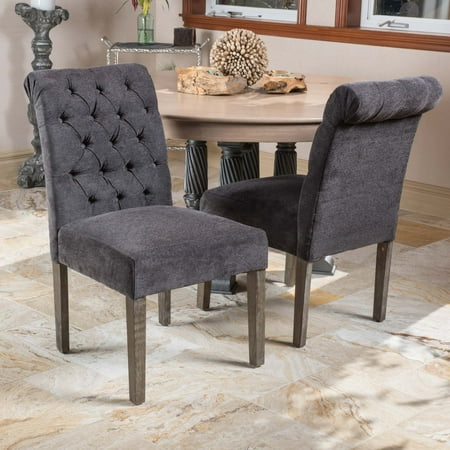 Gray tufted dining bench