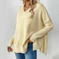 thumbnail image 3 of Birdeem Mode Femmes Col en V Hiver Uni Manches Longues Chandail Tops Pulls, 3 of 12
