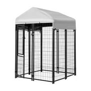 KennelMaster Welded Wire Dog Kennel, Indoor & Outdoor Use, Waterproof Cover Included, Black, 4 ft x 4 ft x 6ft