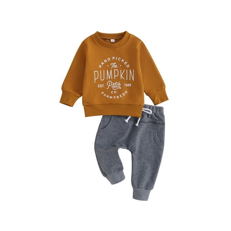

Bagilaanoe 2PCS Toddler Baby Boy Long Pants Set Letter Print Long Sleeve Sweatshirt Pullover Tops + Drawstring Sweatpants 6M 12M 18M 24M 3T Kids Casual Sweatsuits