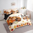 thumbnail image 2 of Manfei Cartoon Fall Gnome Truck Twin Bedding for Teens, Orange Autumn Pumpkin Leaf Bedding Comforter Set, Black Reversible, 7-Piece, 2 of 7