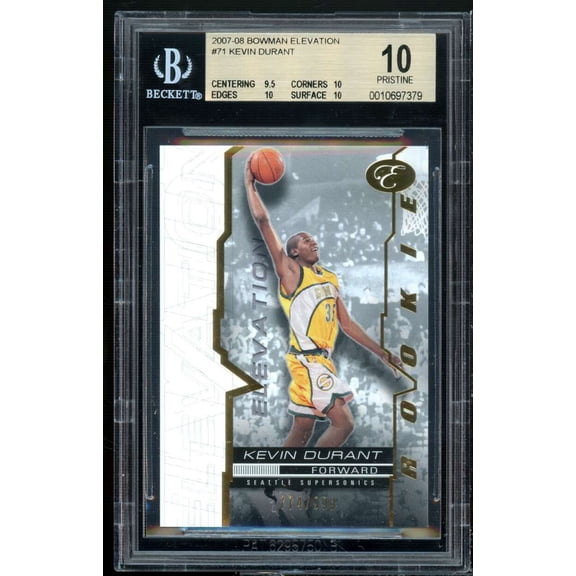 Kevin Durant Rookie Card 2007-08 Bowman Elevation #71 (pop 1) (PRISTINE) BGS 10