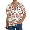 thumbnail image 1 of Balery Rose Flowers Camisa Casual de Manga Corta con Botones para Hombre, Texturizada, Estilo Cubano, para Playa, Verano-Small, 1 of 5