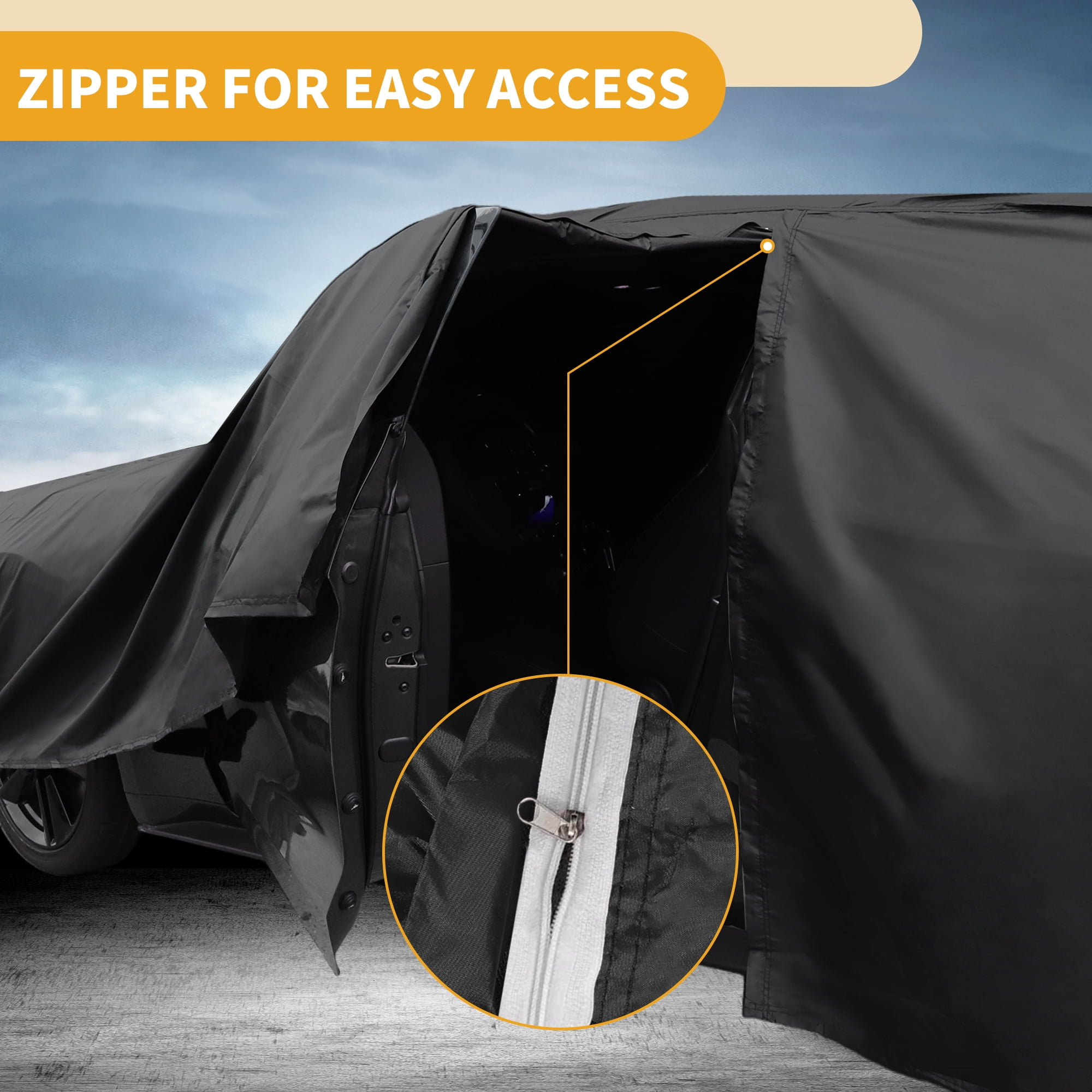 Unique Bargains Car Cover with Reflective Strips 110.24"x65.75"x57.09"